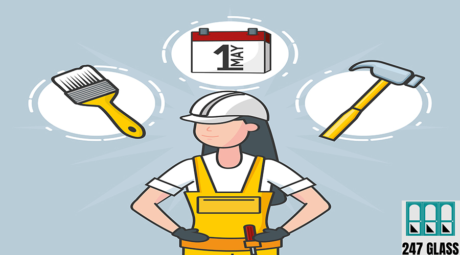 happy labour day happy labour day worker woman vector illustration