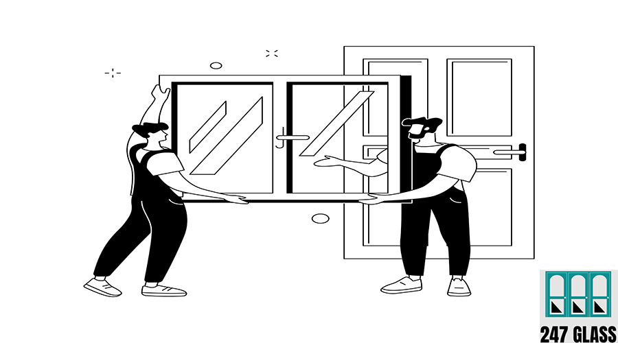 Windows and doors services abstract concept vector illustration. Windows and doors services abstract concept vector illustration. Replacement and installation, window and door maintenance and repair contractor, broken glass, fly screen, patio abstract metaphor.