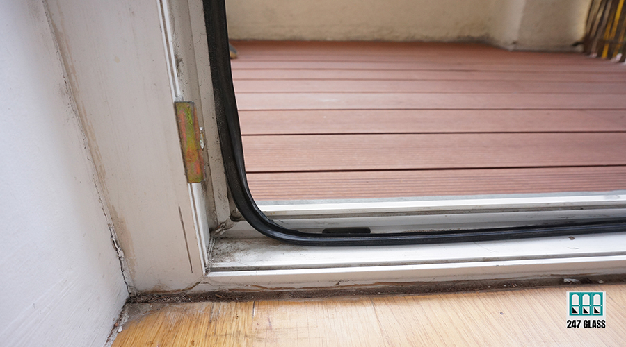 Closeup of balcony door threshold A closeup of balcony door threshold