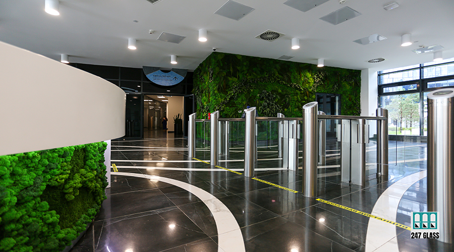 futuristic-green-hall-with-entrance-doors-reception-desk futuristic-green-hall-with-entrance-doors-reception-desk