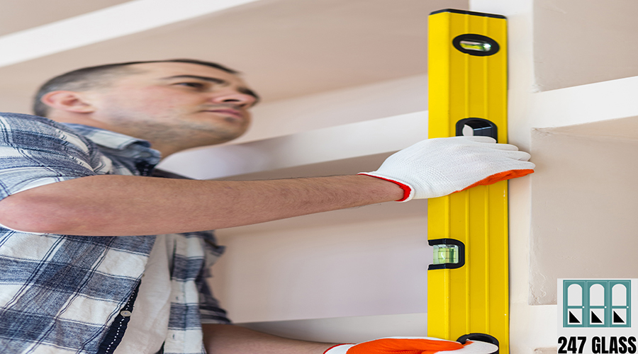 low-angle-view-man-holding-spirit-level