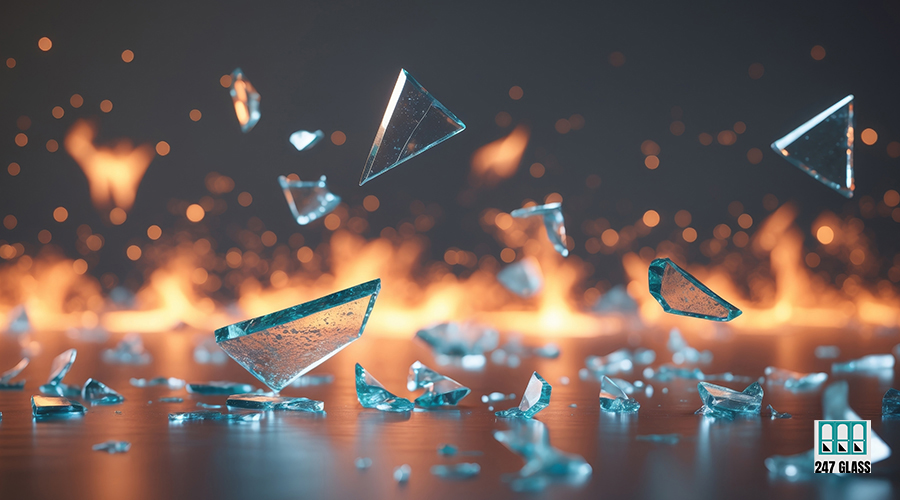 Shattered Glass Abstract Firelight Backdrop AI Generated. Shattered Glass Abstract Firelight Backdrop