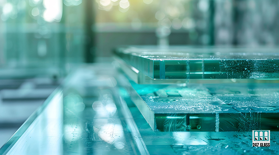 Glass table with top and shelf glass installer