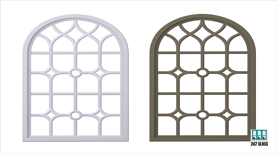 Gothic classic arch window of wood set Glass Window Inserts