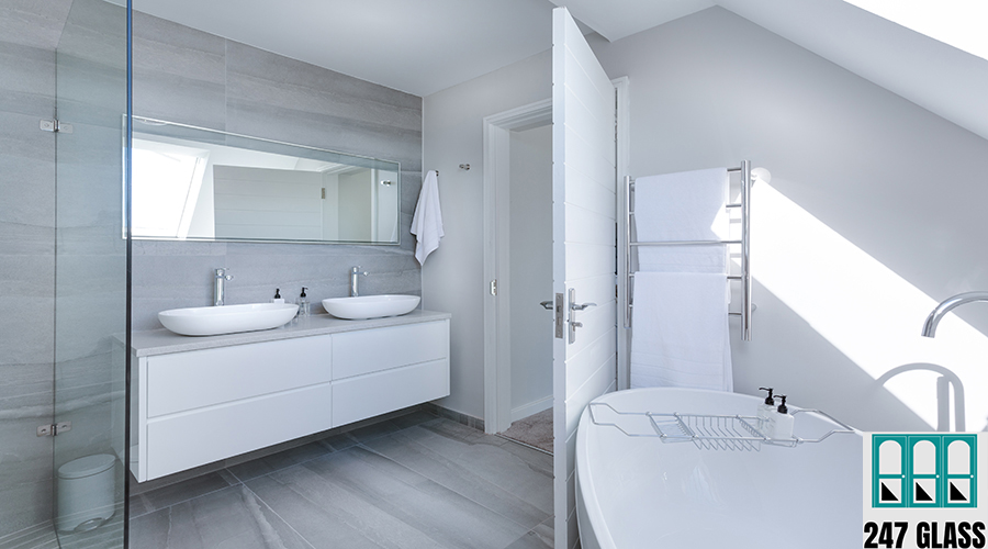 Modern minimalist bathroom glass replacement