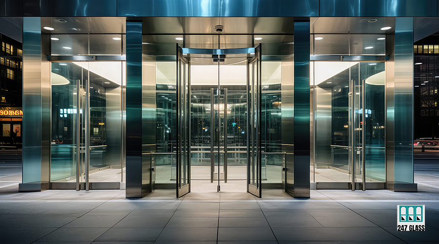 glass options doors illustration minimalist design, surfaces cityscape, symmetry repetition glass options doors
