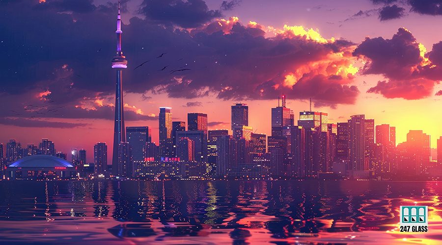 Toronto cityscape at sunset for travel or city themed designs , high detail, 8k --ar 3:2 Job ID: 3692301a-f09c-4d0d-8d05-aa9bdd64d8b1
